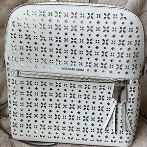 Michael Kors Rhea White Lasercut Backpack